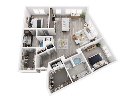 Floor plan for 2 beds, 2 baths, 1353 sqft